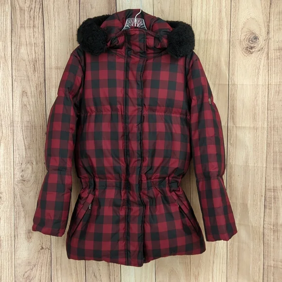 Lauren Ralph Lauren Buffalo Plaid Down Jacket Drawstring Waist Hood Faux… - Picture 16 of 17